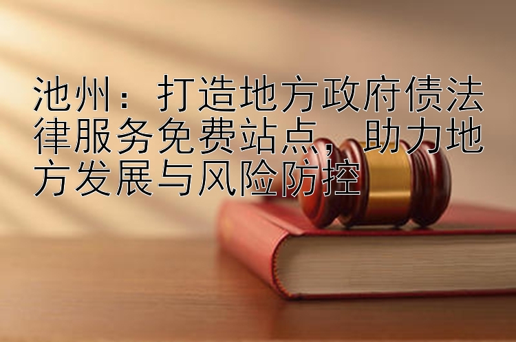 池州：打造地方政府债法律服务免费站点，助力地方发展与风险防控